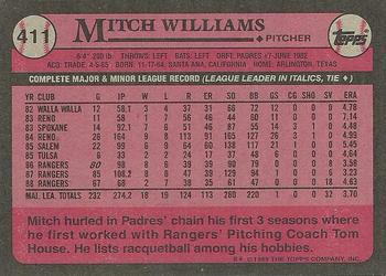 1989 Topps #411 Mitch Williams Back