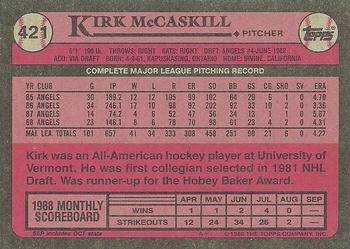 1989 Topps #421 Kirk McCaskill Back