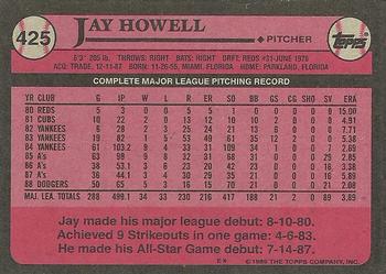 1989 Topps #425 Jay Howell Back