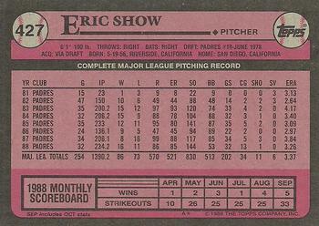 1989 Topps #427 Eric Show Back