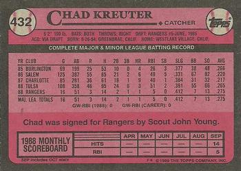 1989 Topps #432 Chad Kreuter Back