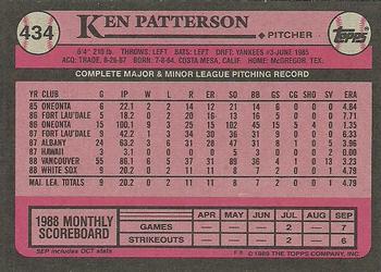 1989 Topps #434 Ken Patterson Back