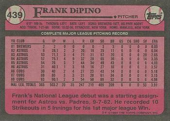 1989 Topps #439 Frank DiPino Back