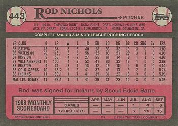 1989 Topps #443 Rod Nichols Back