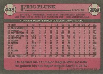1989 Topps #448 Eric Plunk Back