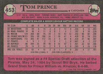 1989 Topps #453 Tom Prince Back