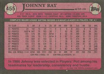 1989 Topps #455 Johnny Ray Back
