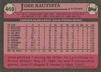 1989 Topps #469 Jose Bautista Back