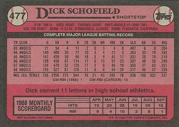 1989 Topps #477 Dick Schofield Back