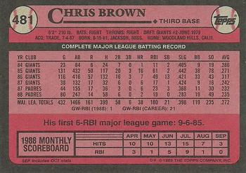 1989 Topps #481 Chris Brown Back
