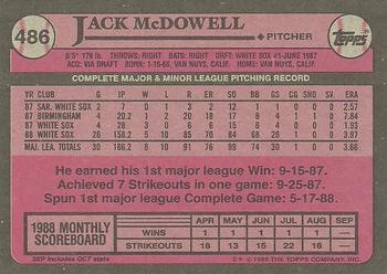 1989 Topps #486 Jack McDowell Back