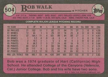 1989 Topps #504 Bob Walk Back