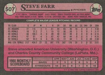 1989 Topps #507 Steve Farr Back