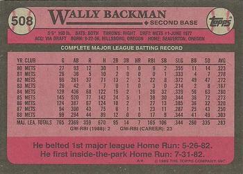 1989 Topps #508 Wally Backman Back
