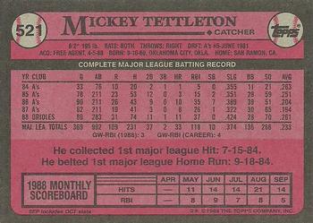 1989 Topps #521 Mickey Tettleton Back