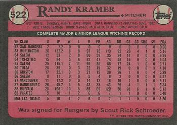 1989 Topps #522 Randy Kramer Back