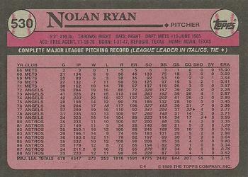 1989 Topps #530 Nolan Ryan Back