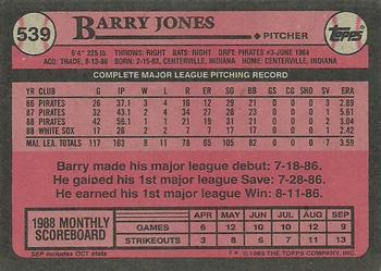 1989 Topps #539 Barry Jones Back