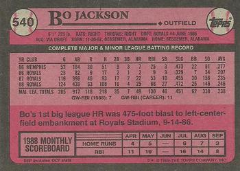 1989 Topps #540 Bo Jackson Back