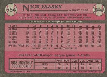 1989 Topps #554 Nick Esasky Back