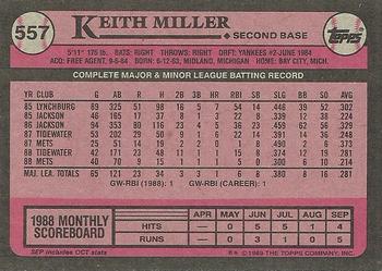 1989 Topps #557 Keith Miller Back