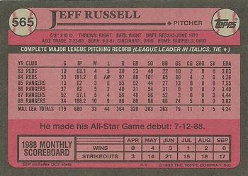 1989 Topps #565 Jeff Russell Back