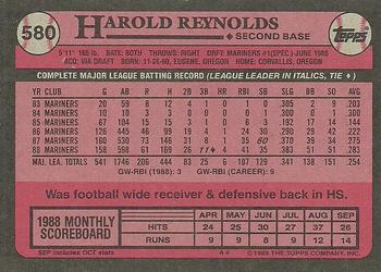 1989 Topps #580 Harold Reynolds Back