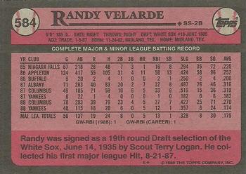 1989 Topps #584 Randy Velarde Back