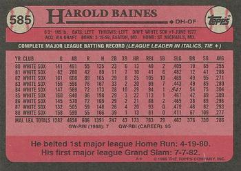 1989 Topps #585 Harold Baines Back