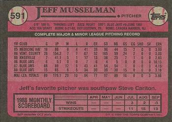 1989 Topps #591 Jeff Musselman Back