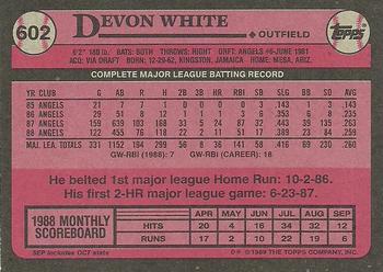 1989 Topps #602 Devon White Back