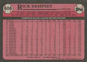 1989 Topps #606 Rick Dempsey Back