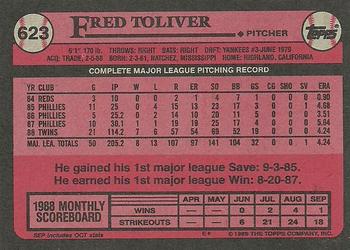 1989 Topps #623 Fred Toliver Back