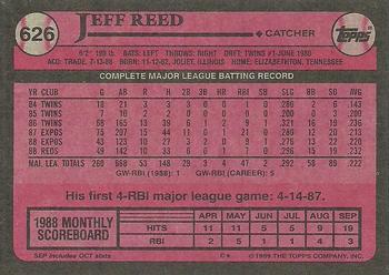 1989 Topps #626 Jeff Reed Back