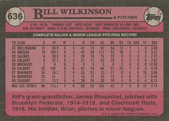 1989 Topps #636 Bill Wilkinson Back