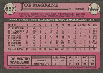 1989 Topps #657 Joe Magrane Back