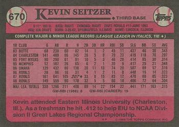 1989 Topps #670 Kevin Seitzer Back