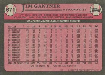 1989 Topps #671 Jim Gantner Back