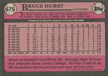 1989 Topps #675 Bruce Hurst Back