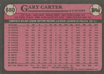 1989 Topps #680 Gary Carter Back