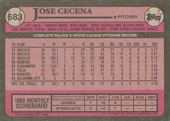 1989 Topps #683 Jose Cecena Back