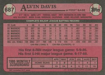 1989 Topps #687 Alvin Davis Back