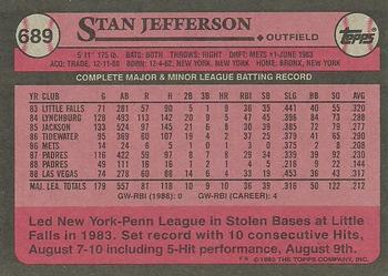 1989 Topps #689 Stan Jefferson Back