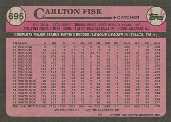 1989 Topps #695 Carlton Fisk Back