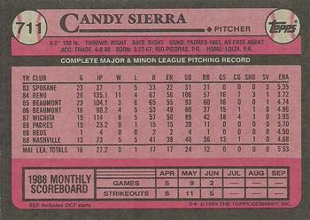 1989 Topps #711 Candy Sierra Back