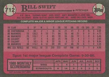 1989 Topps #712 Bill Swift Back