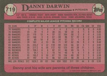 1989 Topps #719 Danny Darwin Back