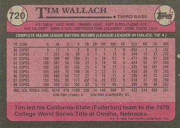 1989 Topps #720 Tim Wallach Back