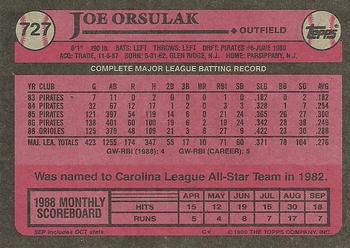 1989 Topps #727 Joe Orsulak Back