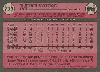 1989 Topps #731 Mike Young Back